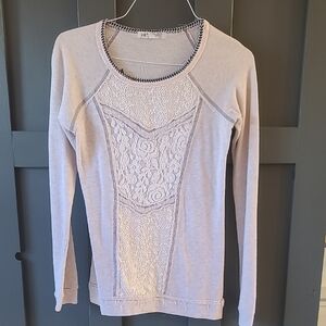 Jolt Light Gray Lace Panel Sweatshirt